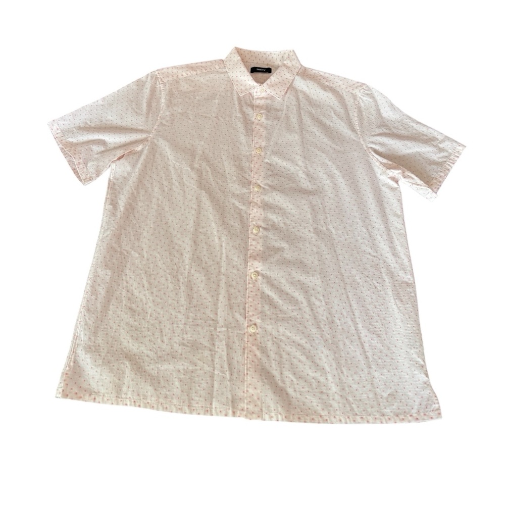 Theory Men’s Button up Red Geometric Cotton Short Sleeve Shirt Size XL